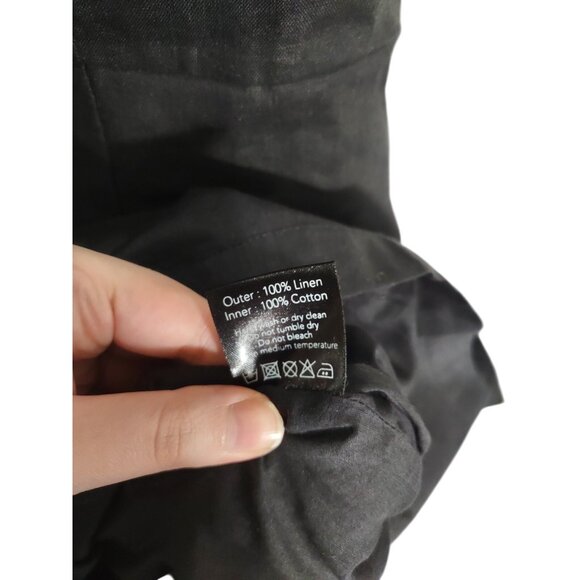 Lu-ciee Black Linen Pencil Dress Minimalist Eco Friendly Beachy Sustainable Sz L - Picture 8 of 9